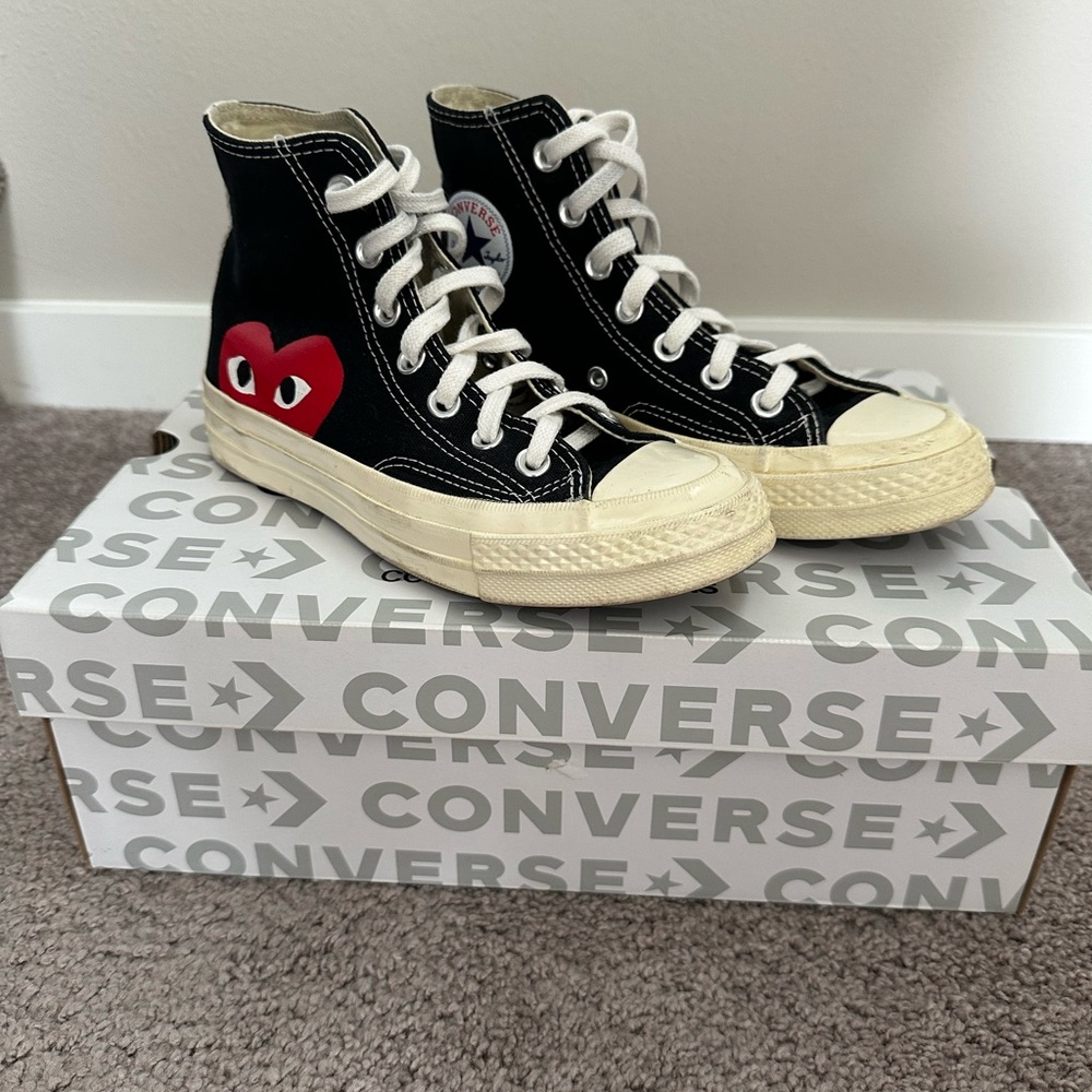 Comme des Garçons Play Converse Black and Red High-Top Sneakers